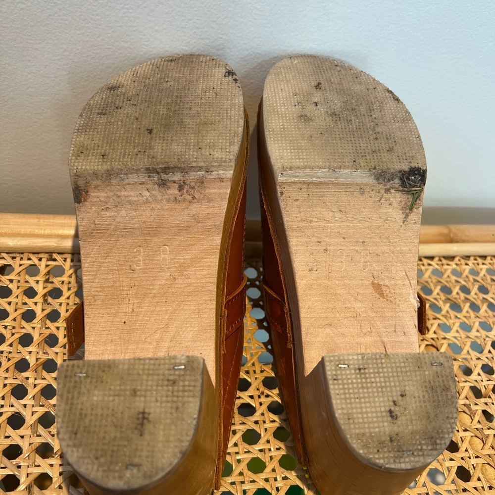 Troentorp Leather Wooden Clogs - 38 / 8 - Picture 6 of 7